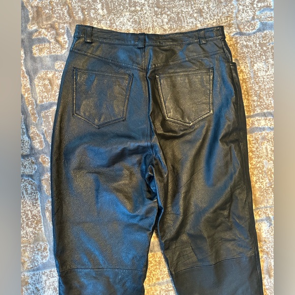 Vintage Bagatelle Black 100% Leather Pants Straight Leg Mom Style High waist 12 - Picture 5 of 11
